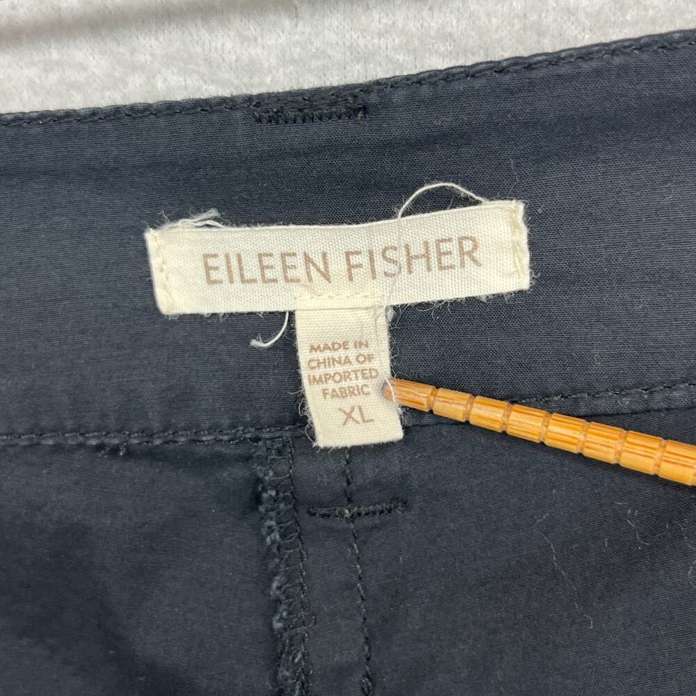 EILEEN FISHER Shorts XL Stretch Cotton Chino 12" Flat Front Walking Black - Picture 5 of 12